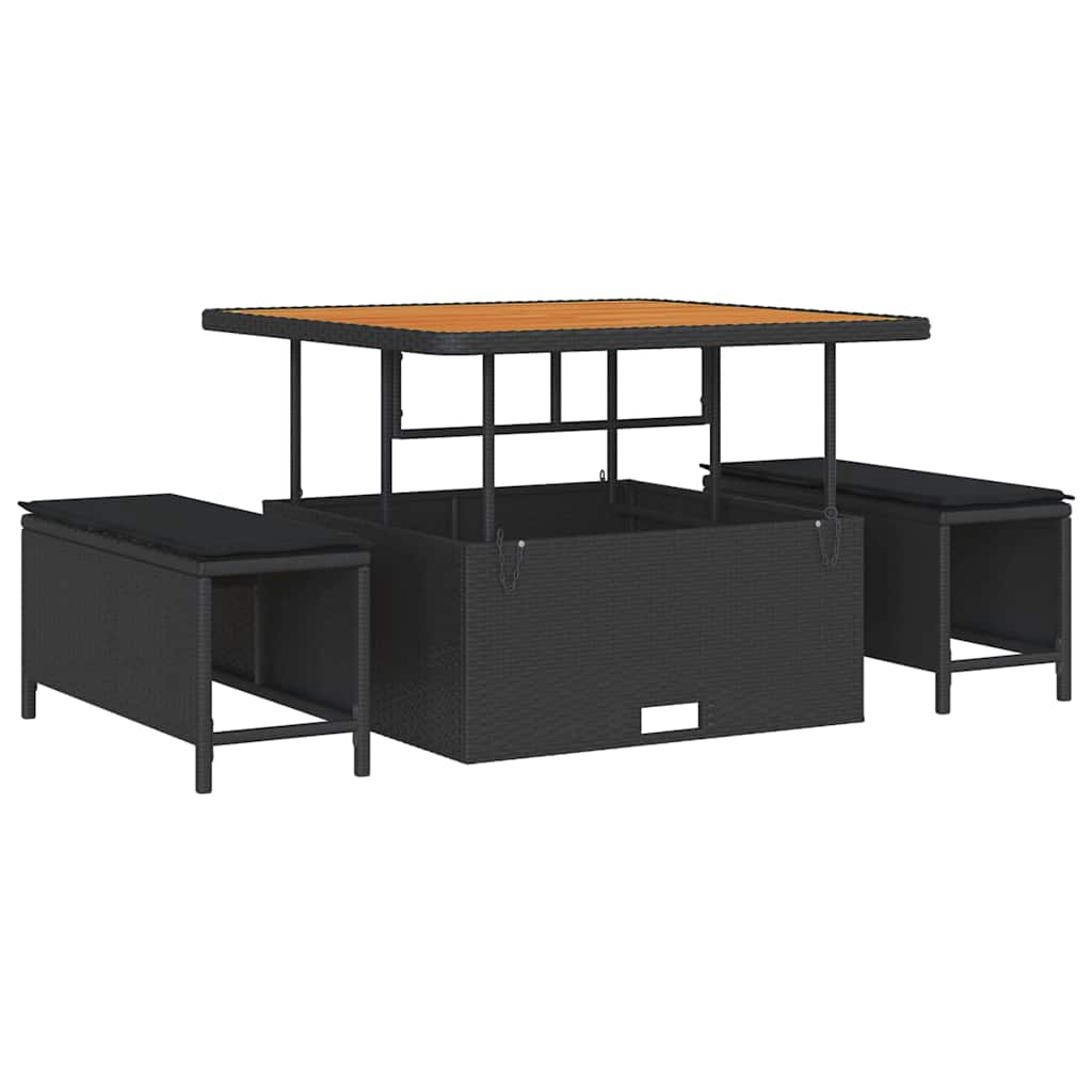 Garden Dining Set Black Poly rattan